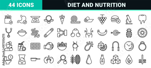 Minimalist Diet Nutrition and Healthy Lifestyle Geometric Outline Shapes