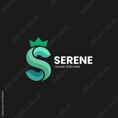 An elegant and modern monogram illustration featuring the letter 'S' with a crown element, symbolizing creativity, luxury, and sophistication in design.