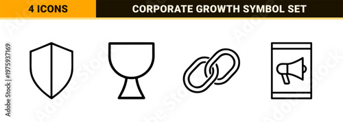 Minimalist digital marketing and business strategy outline icon set