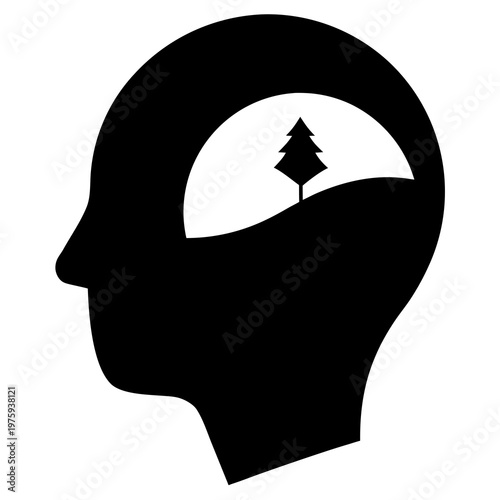 Abstract Thoughtful Human Head Flat Vector