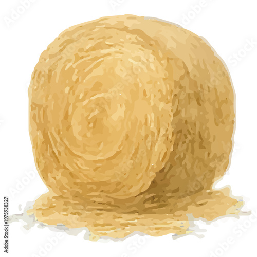 Round Hay Bale Icon Farm Feed Straw Agriculture Harvest Illustration