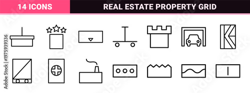 Urban architecture and city building minimalist line icons