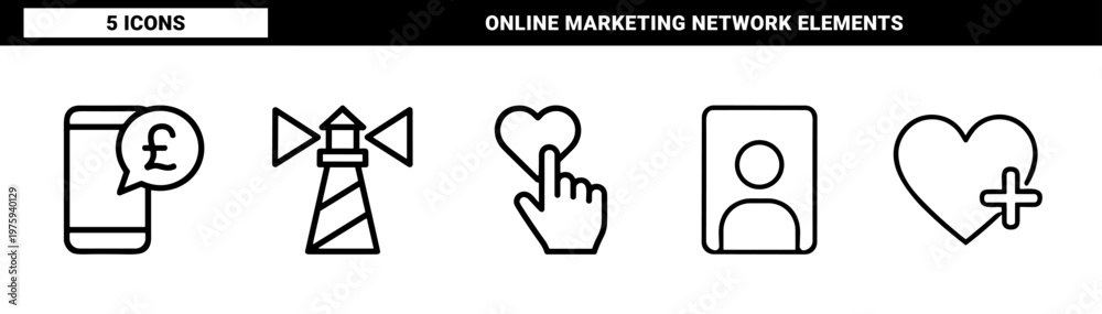 Obraz premium Minimalist social media marketing line icon set for digital communication