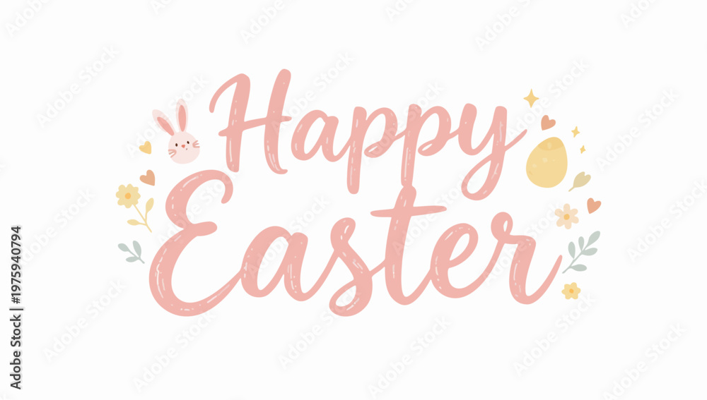 Obraz premium Hand Drawn Easter Typography Banner