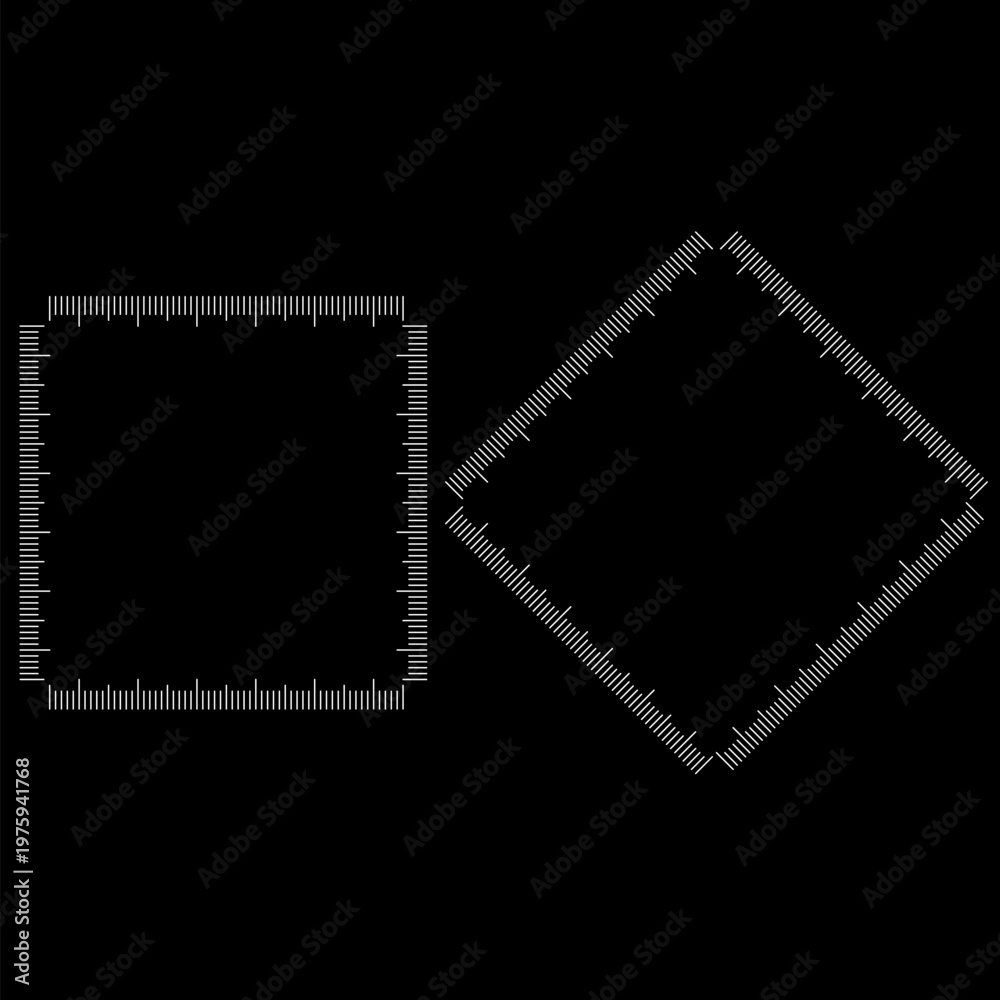 Obraz premium frame of square and diamond ruller.blank, empty for design and text. Copy space