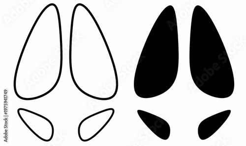 footprint of pig or swine or hog.the domestic pig (Sus domesticus) icon set