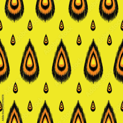 Seamless Ikat Pattern concept tear tool. Weaving seamless pattern Ikat style. Design for fashion texture, fabric, clothing, wrapping, carpet, wallpaper, retro, moroccan style, print ethnic Ikat