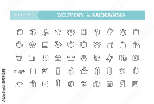 Packaging Icons Set Line Icons