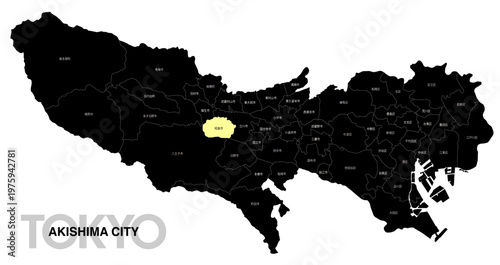 [日本地図] 東京都昭島市の市区町村名入り位置地図 