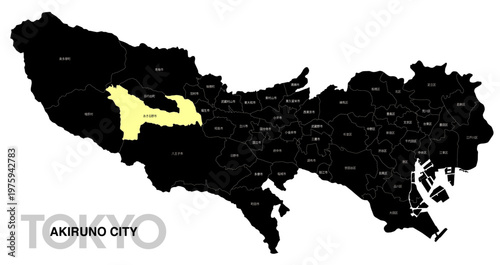 [日本地図] 東京都あきる野市の市区町村名入り位置地図