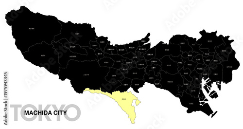 [日本地図] 東京都町田市の市区町村名入り位置地図 