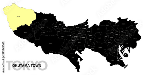 [日本地図] 東京都奥多摩町の市区町村名入り位置地図