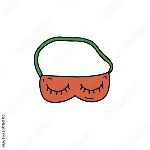 Hand drawn doodle sleep mask icon. Line art sleeping accessory drawing