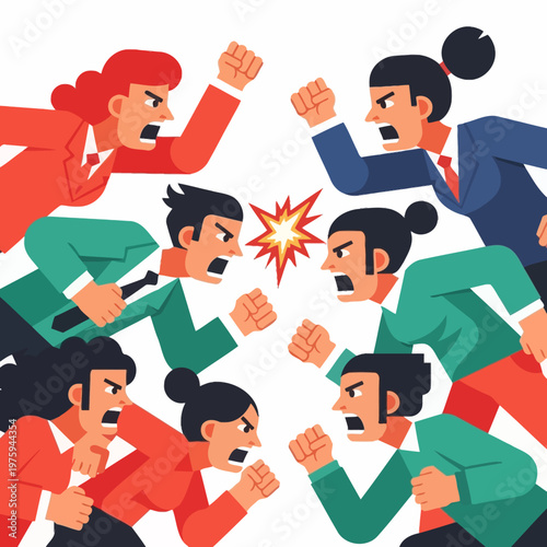 Business People Arguing, Conflict, Disagreement, Anger, Office Dispute, Team Conflict