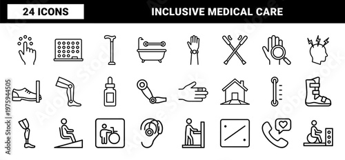 Disability and accessibility icons for medical and inclusive design.