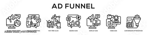 Ad Funnel web banner icon illustration concept