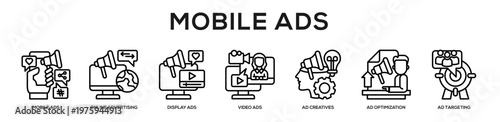 Mobile Ads web banner icon illustration concept