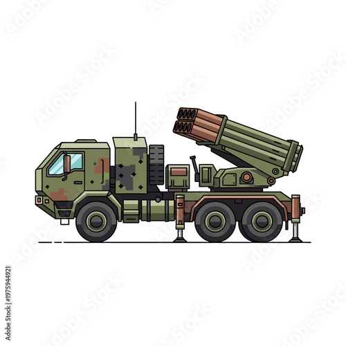 Military Rocket Launcher Truck - Modern Artillery Vehicle Illustration