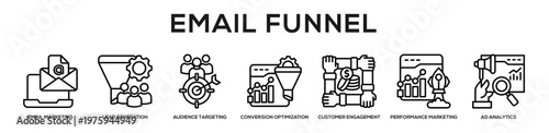 Email Funnel web banner icon illustration concept