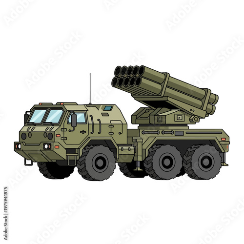 Military Rocket Launcher Truck - Pixel Art