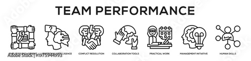 Team Performance web banner icon illustration concept