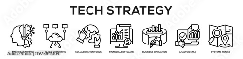 Tech Strategy web banner icon illustration concept