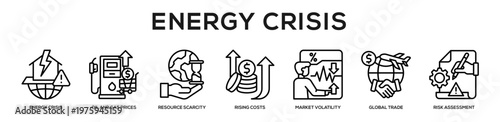 Energy Crisis web banner icon illustration concept