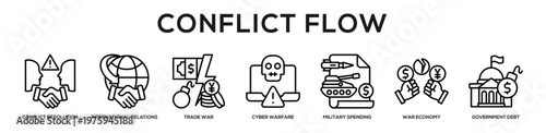 Conflict Flow web banner icon illustration concept