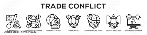 Trade Conflict web banner icon illustration concept