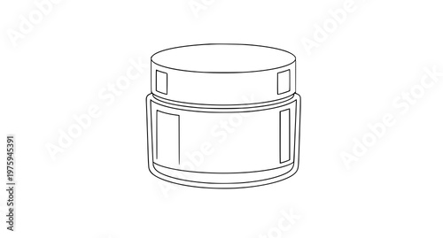 A minimalist line art illustration of a cylindrical container with a flat top and rectangular details