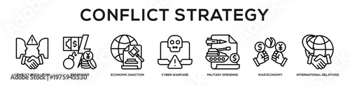 Conflict Strategy web banner icon illustration concept