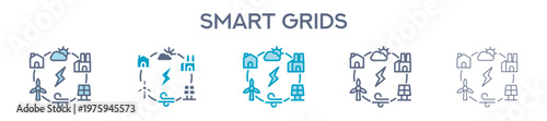 Smart Grids Element For Design Graphic - Multi Styles. Vector Illustration Of Two Colored And Black. Multiple Icons Designs Can Be Used For Mobile, Ui, Web 
