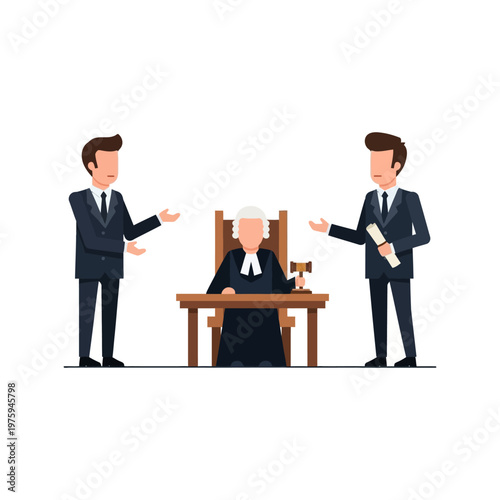 Judge Presiding Over Legal Dispute Between Two Lawyers in Courtroom