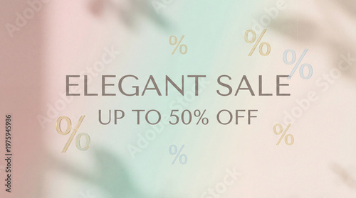 Elegant sale promotion advertisement with discount offer in soft pastel colors