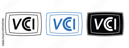 set of VCCI symbols, Japanese electromagnetic compatibility (EMC) certification icon, laboratory test vector, can be edited with a white background, eps 10