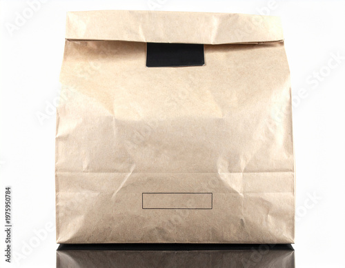Food paper bag mock up isolated on white background, copy space