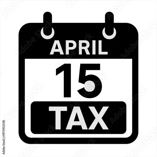April 15 Tax Day Deadline Calendar Icon