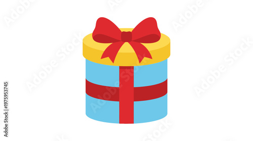 A colorful cartoon gift box with bow.