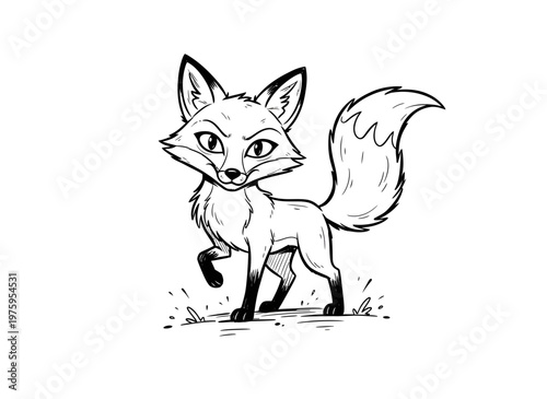 Stylized Vector Fox Illustration with Playful and Cunning Expression