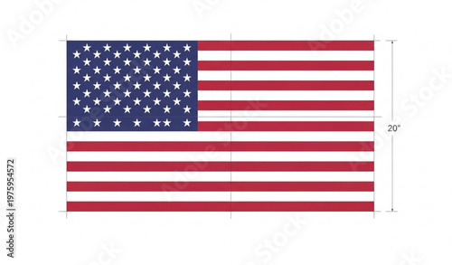 USA flag technical vector with correct dimensions stars stripes and proportions