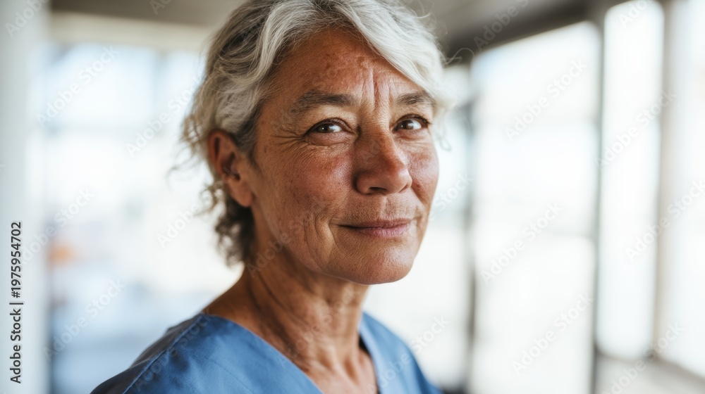 Fototapeta premium Professional Woman in Medical Uniform, Posing for Portrait