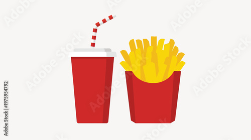 Fast food meal with fries and drink.