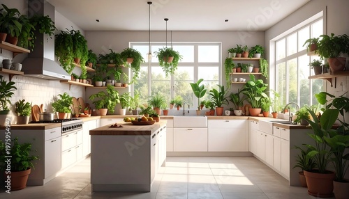 Bright and Airy Kitchen Oasis - A Lush Indoor Garden.