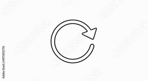 Circular arrow icon on white background for digital interface design