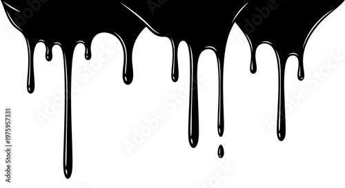 Black dripping paint or liquid, a graphic element for design.