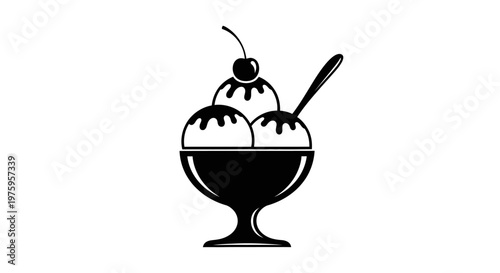 Delicious ice cream sundae with cherry on top.