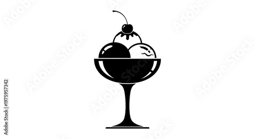 Delicious Ice Cream Sundae with Cherry Topping in a Glass Bowl.