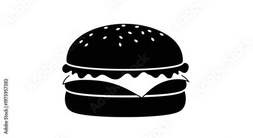 Classic Hamburger Silhouette Icon Design.