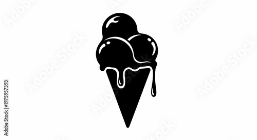 Delicious melting ice cream cone dessert illustration.