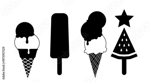 Collection of various frozen desserts and ice cream treats.